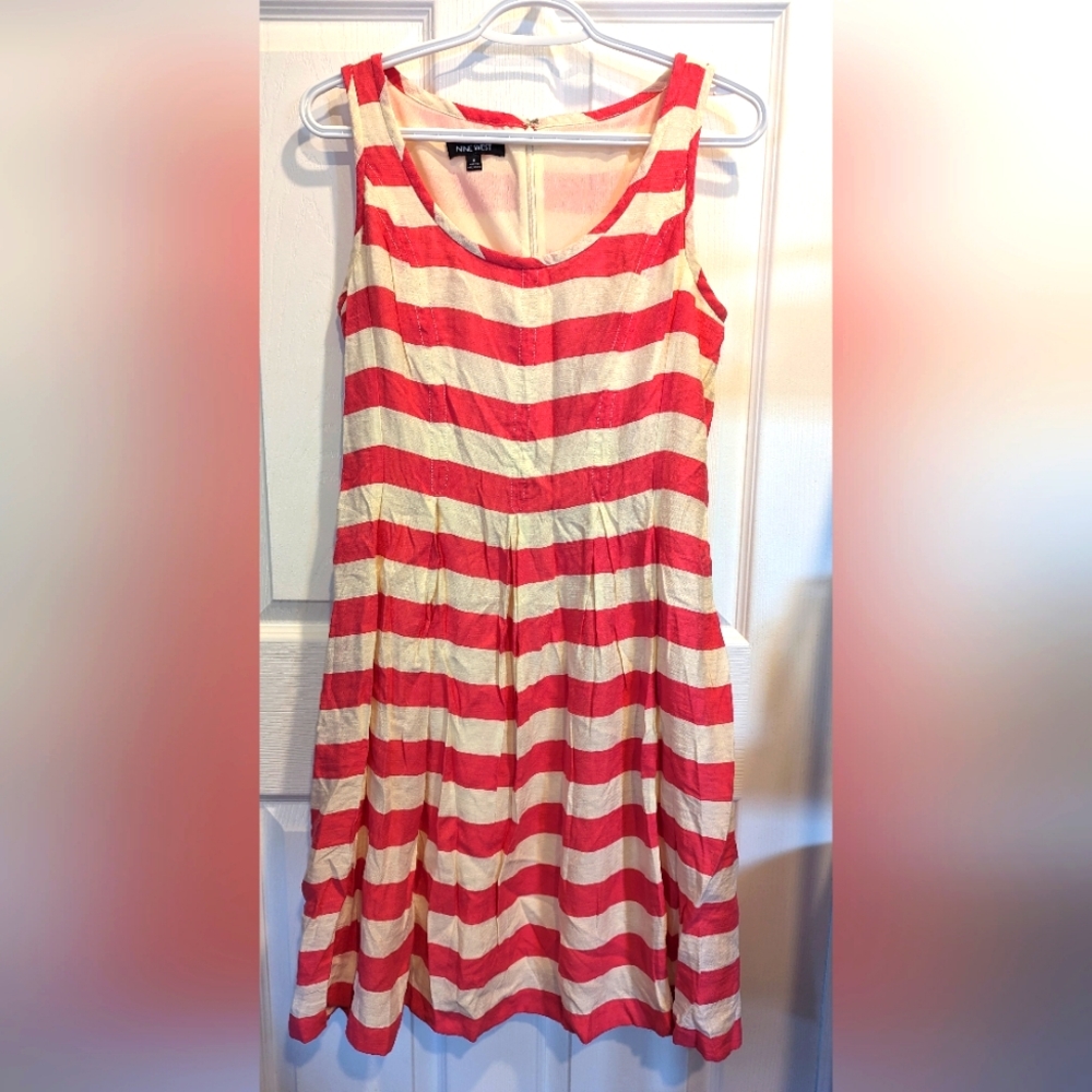 💙 NINE WEST 💙 Hot Pink Striped Dress